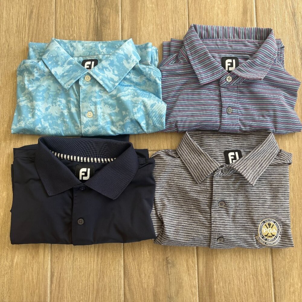 FootJoy Golf Polo Shirts Men's Large Multicolor Lot of 4 Stretch Preppy Comfort